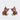 Origami Wooden Cat Earrings - Natural Walnut Red Accent